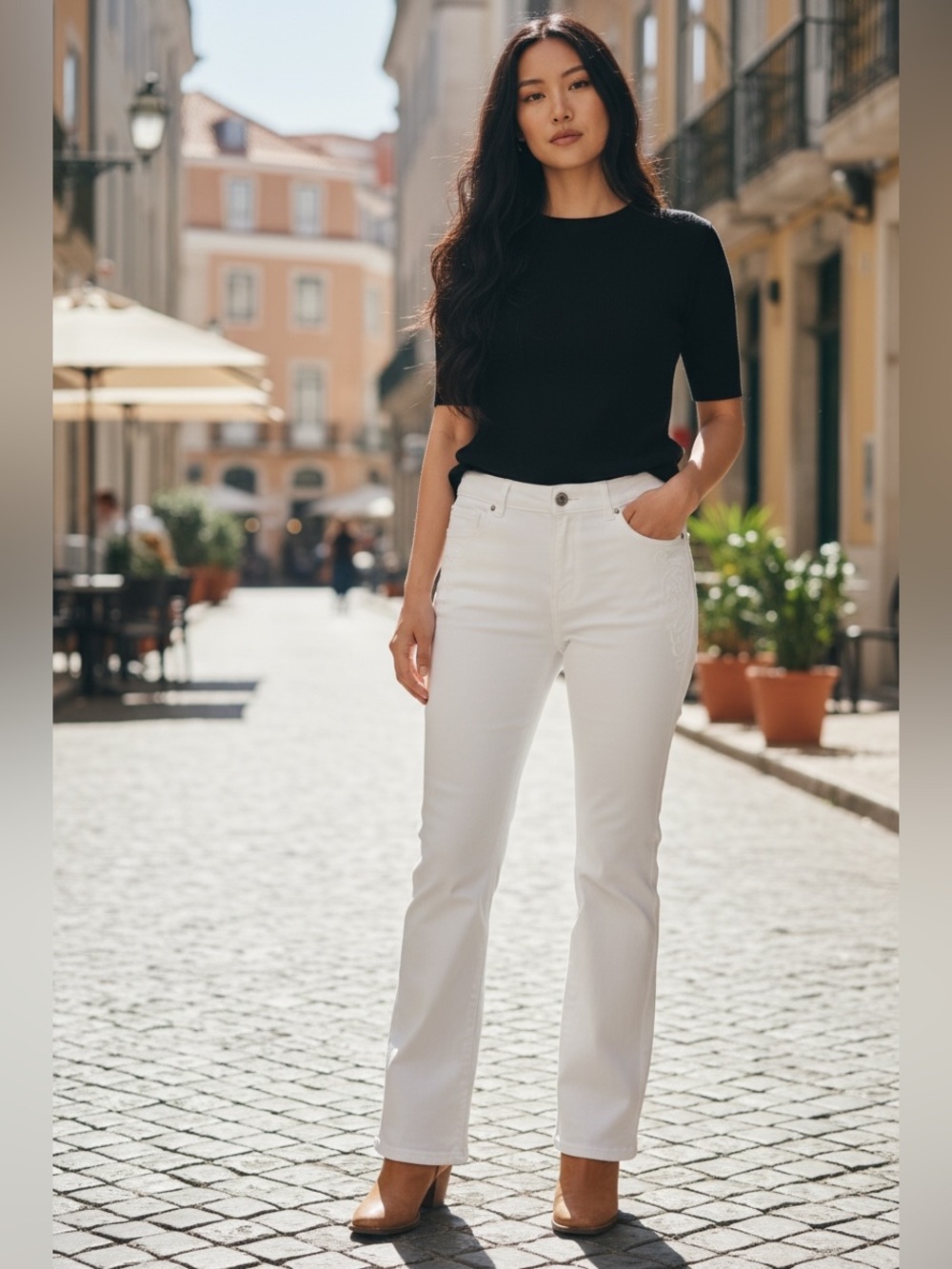 Chico’s Platinum White on White Charm Jean in Optic White NWT